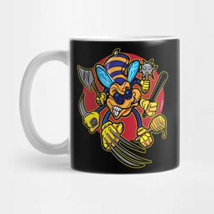 Cartoon Killer Bee with weapons Mug